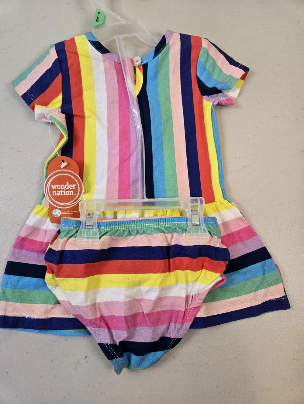 NWT Wonder Nation Striped 2 Piece Set Dress with Bloomers Size 6-9 Months